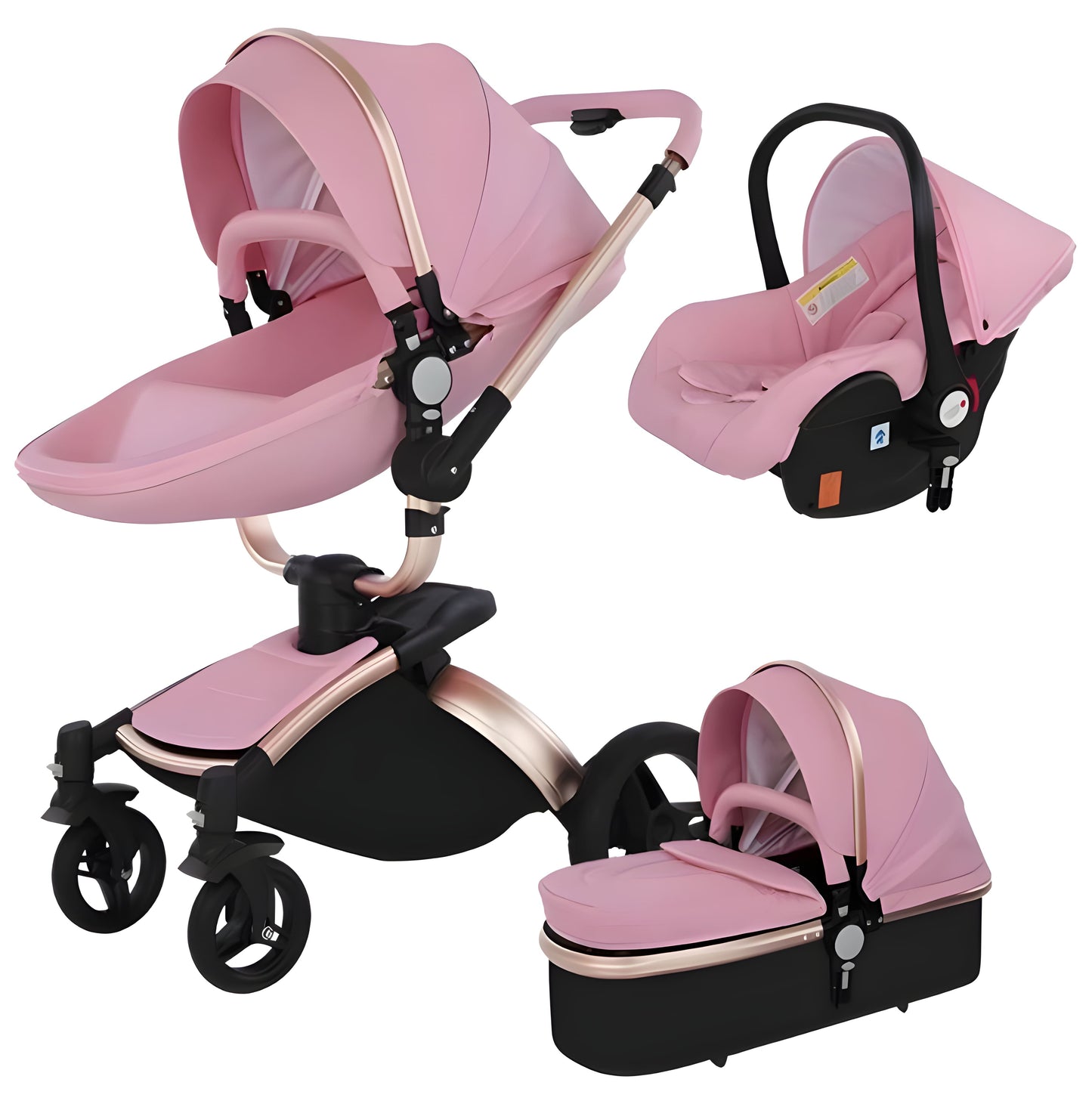 Luxury Leather 360° Rotating 3-in-1 Baby Stroller