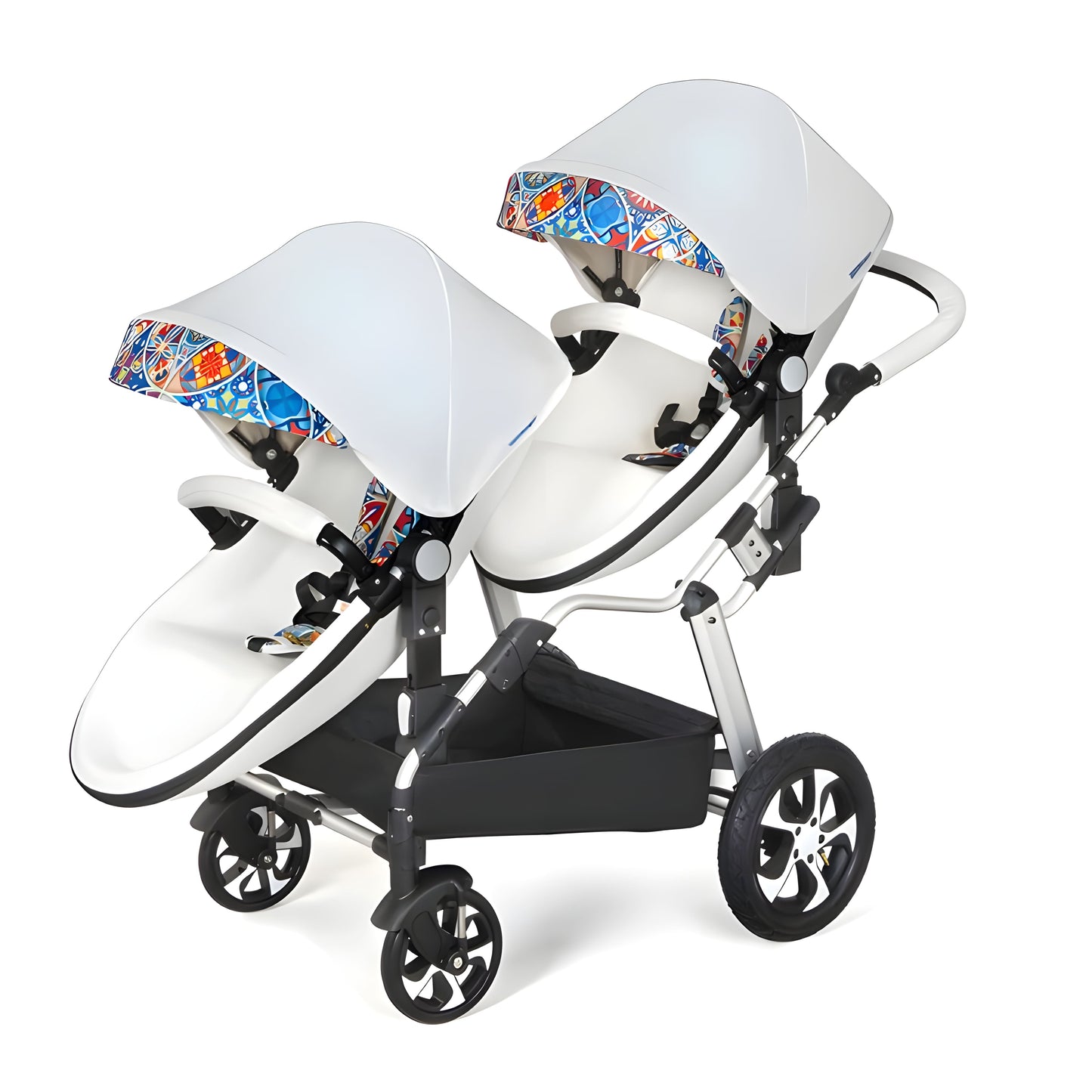 Luxury Leather Twin Baby Stroller