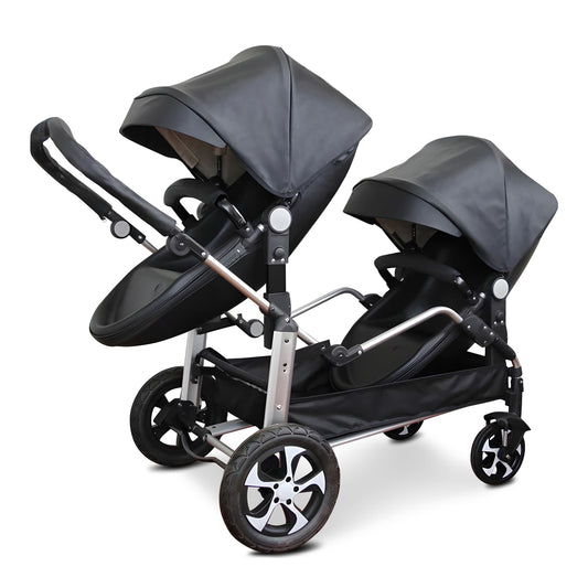 Luxury Leather Twin Baby Stroller