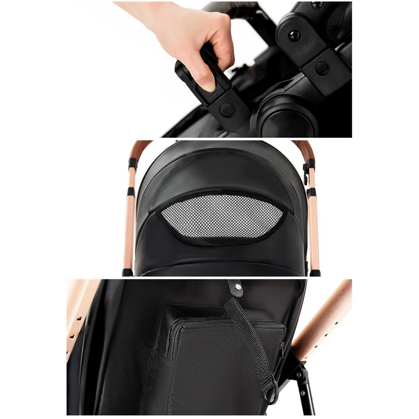Luxury Leather 3-in-1 Baby Stroller
