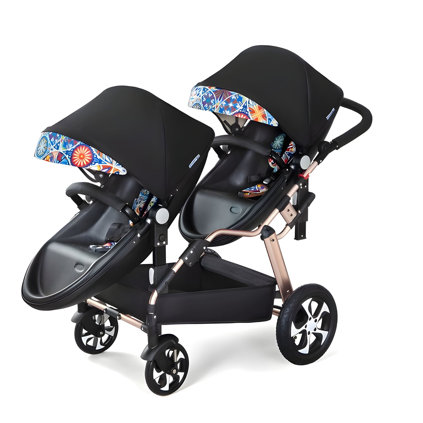 Luxury Leather Twin Baby Stroller