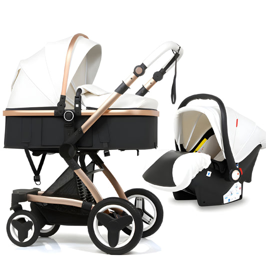 Premium Leather 3-in-1 Baby Stroller