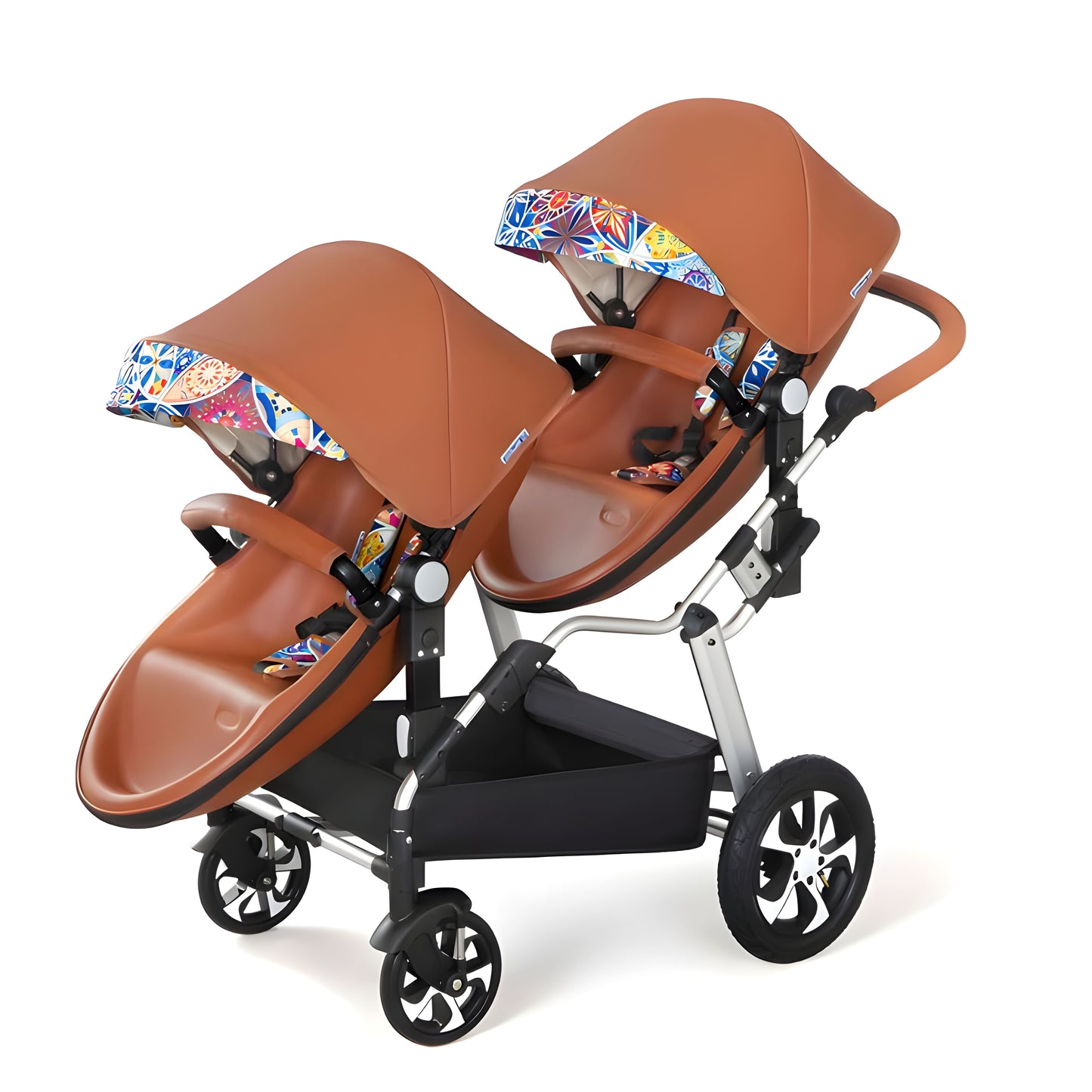 Luxury Leather Twin Baby Stroller