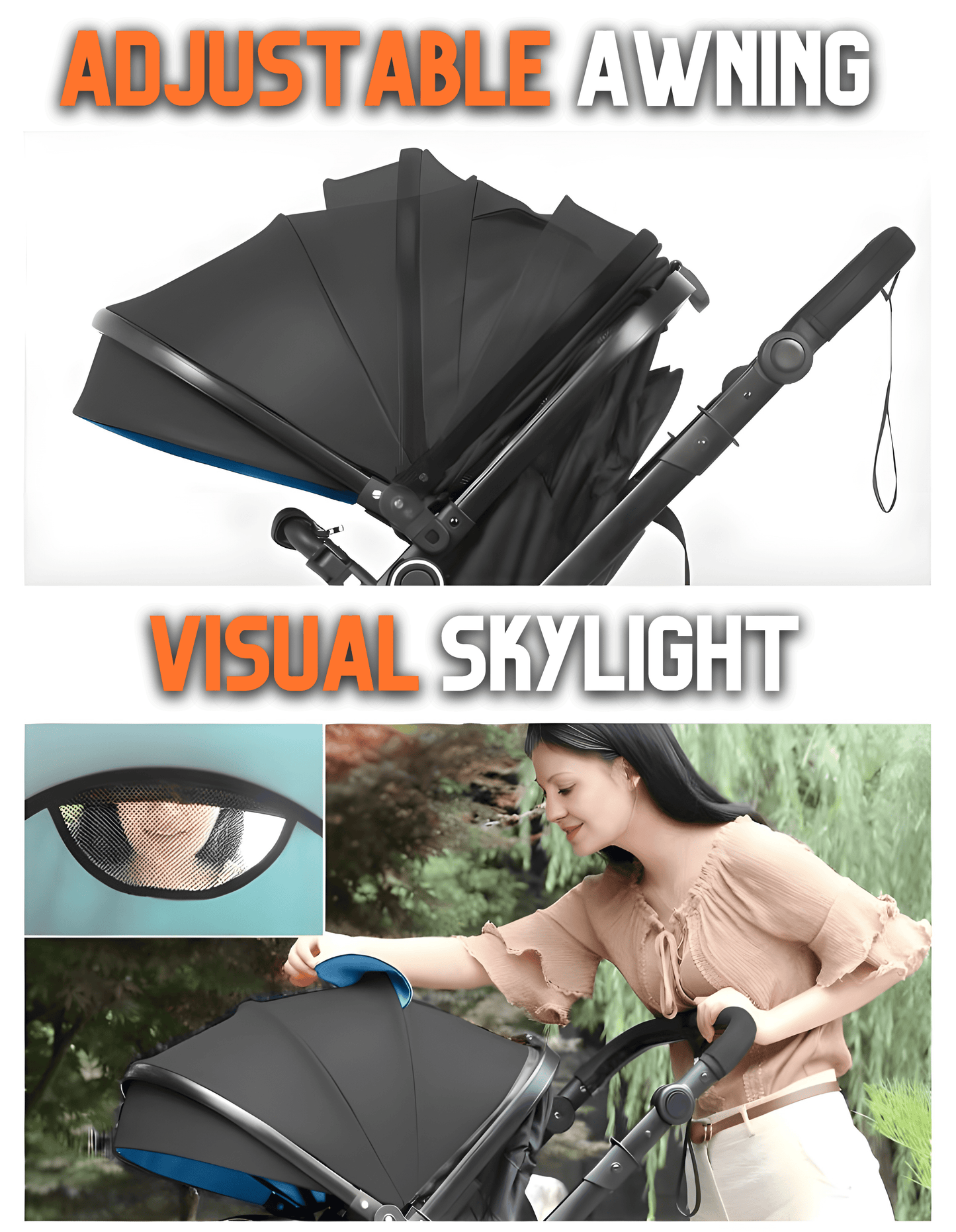 Premium Oxford Cotton 3-in-1 Baby Stroller