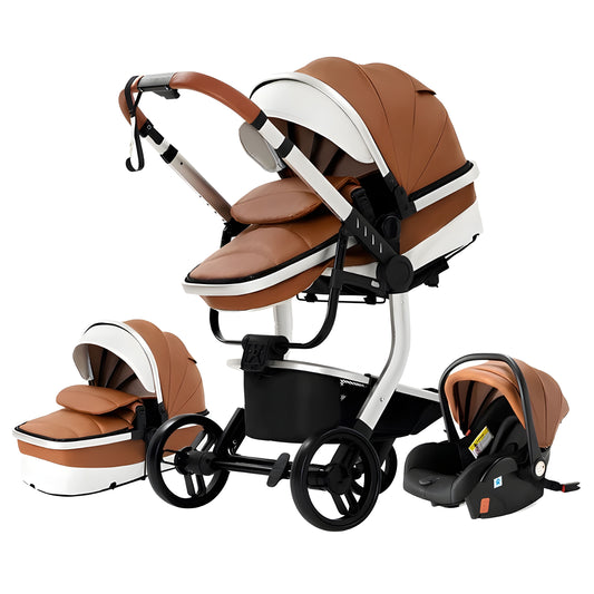 Luxury Leather 3-in-1 Baby Stroller