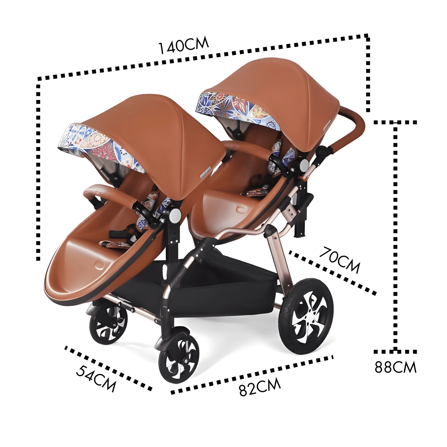 Luxury Leather Twin Baby Stroller