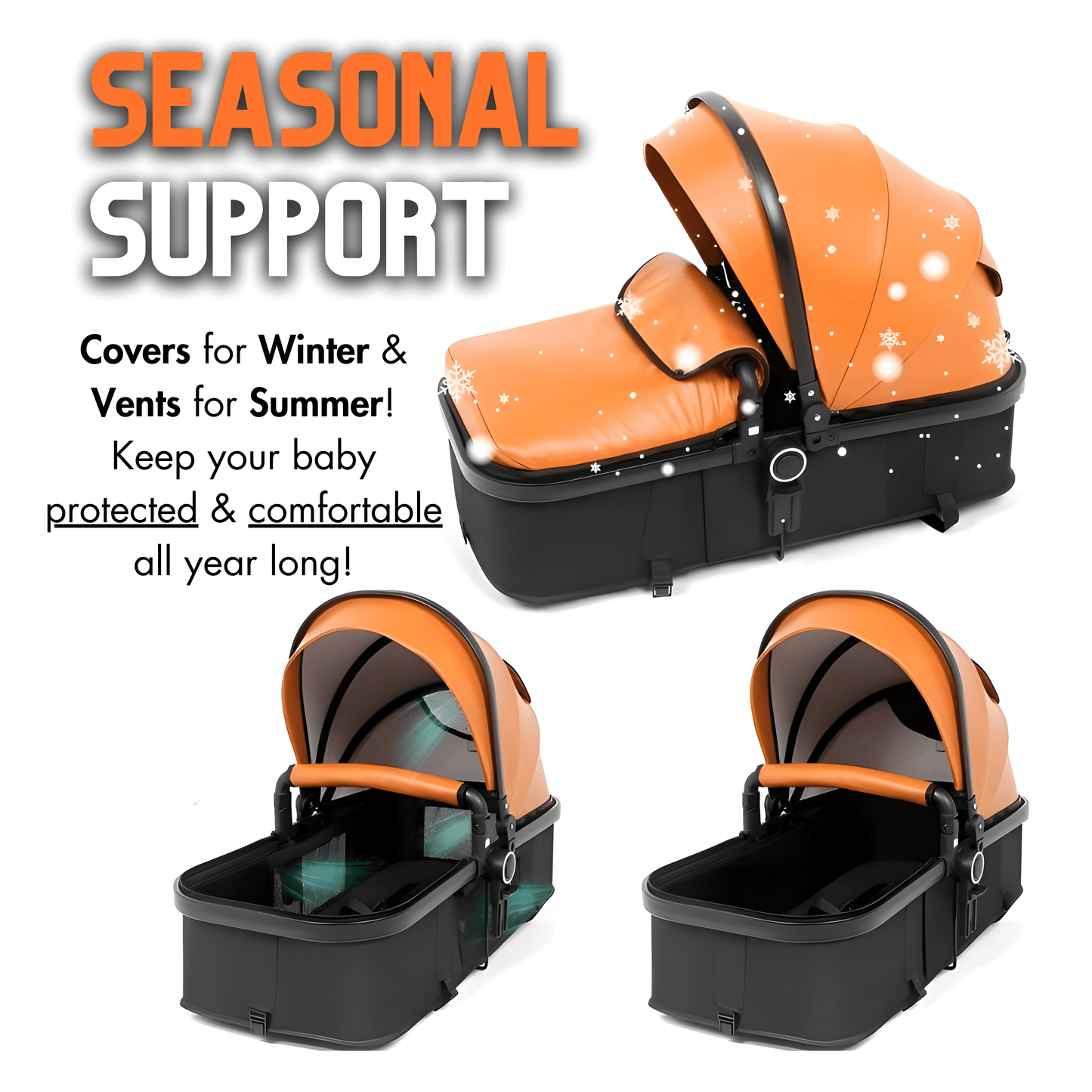 Premium Leather 3-in-1 Baby Stroller