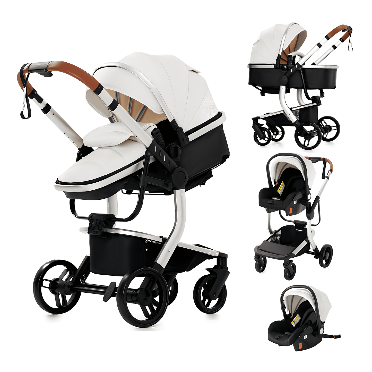 Luxury Leather 3-in-1 Baby Stroller