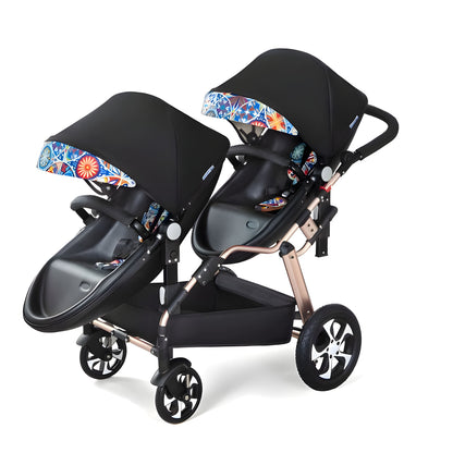 Luxury Leather Twin Baby Stroller