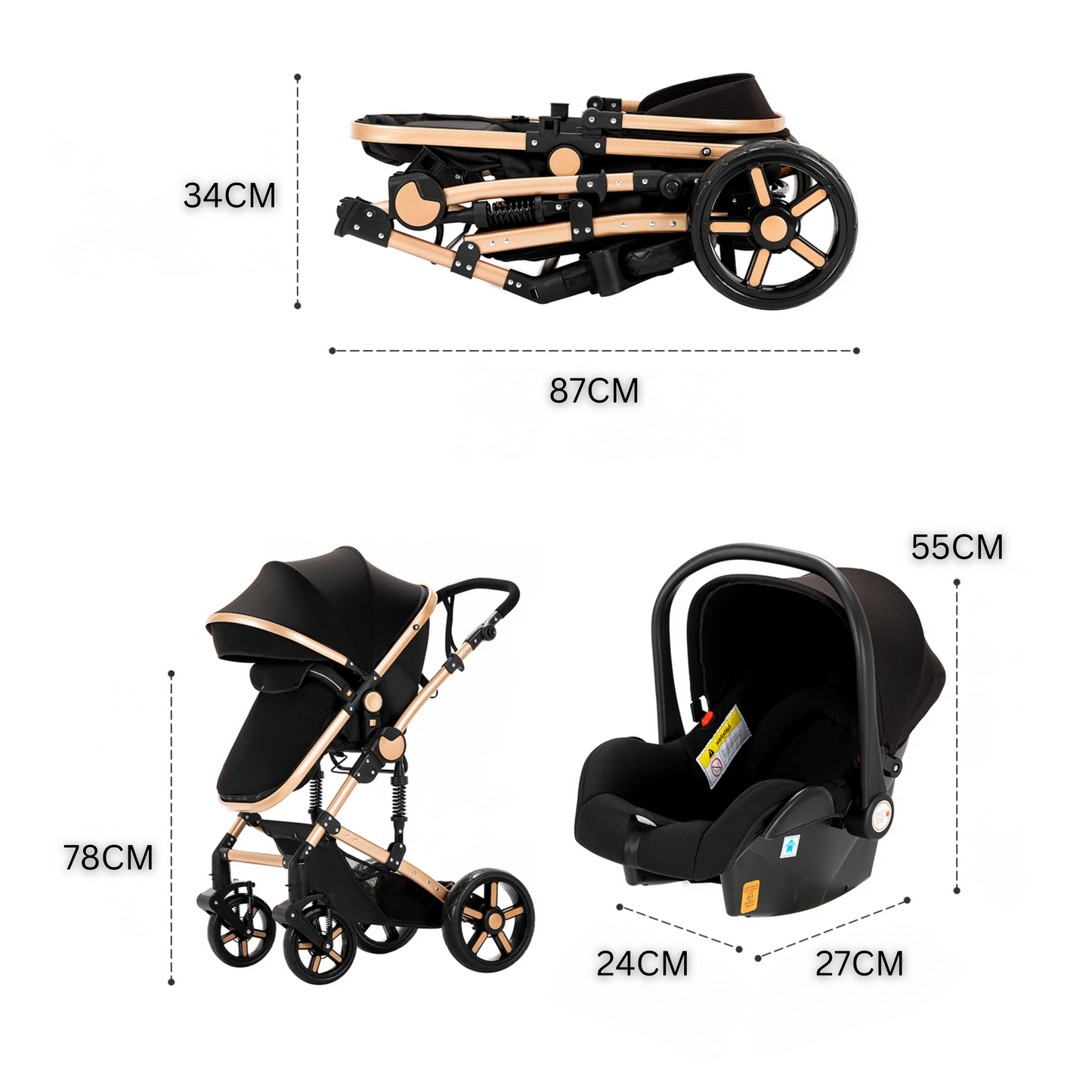 Premium 3-in-1 Baby Stroller