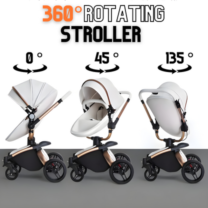 Luxury Leather 360° Rotating Range 2-in-1 Baby Stroller