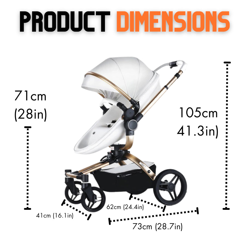 Luxury Leather 360° Rotating 3-in-1 Baby Stroller