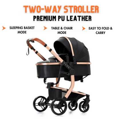 Luxury Leather 3-in-1 Baby Stroller