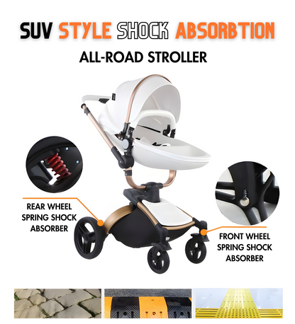 Luxury Leather 360° Rotating Range 2-in-1 Baby Stroller