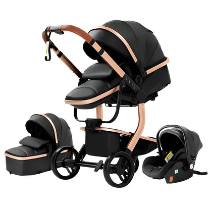 Luxury Leather 3-in-1 Baby Stroller