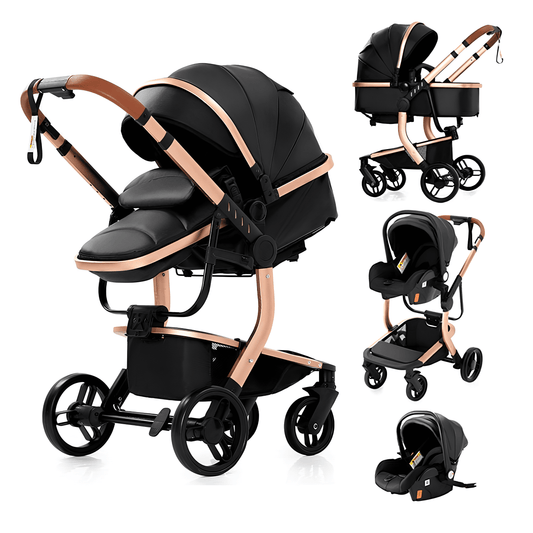 Luxury Leather 3-in-1 Baby Stroller