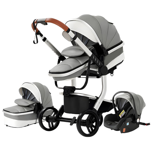 Luxury Leather 3-in-1 Baby Stroller