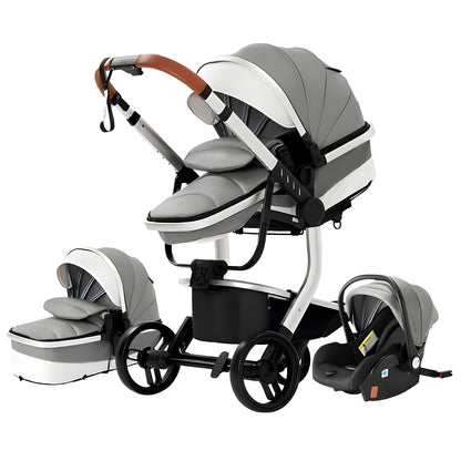 Luxury Leather 3-in-1 Baby Stroller