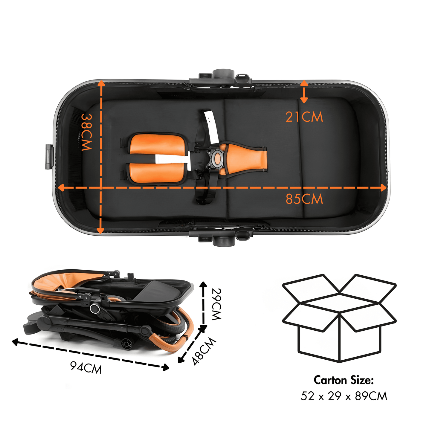 Premium Leather 3-in-1 Baby Stroller