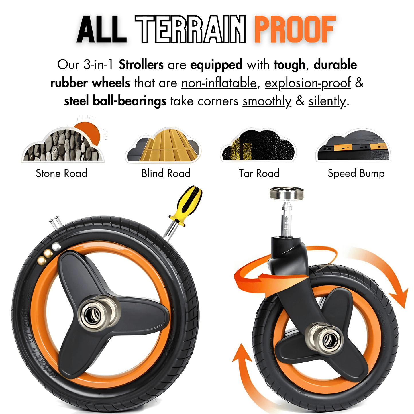 Premium Leather 3-in-1 Baby Stroller