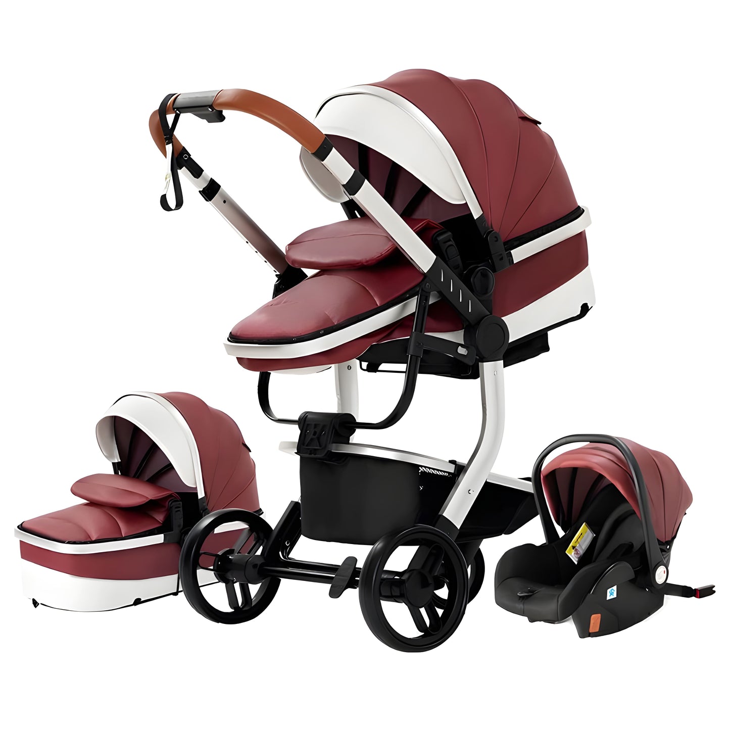 Luxury Leather 3-in-1 Baby Stroller