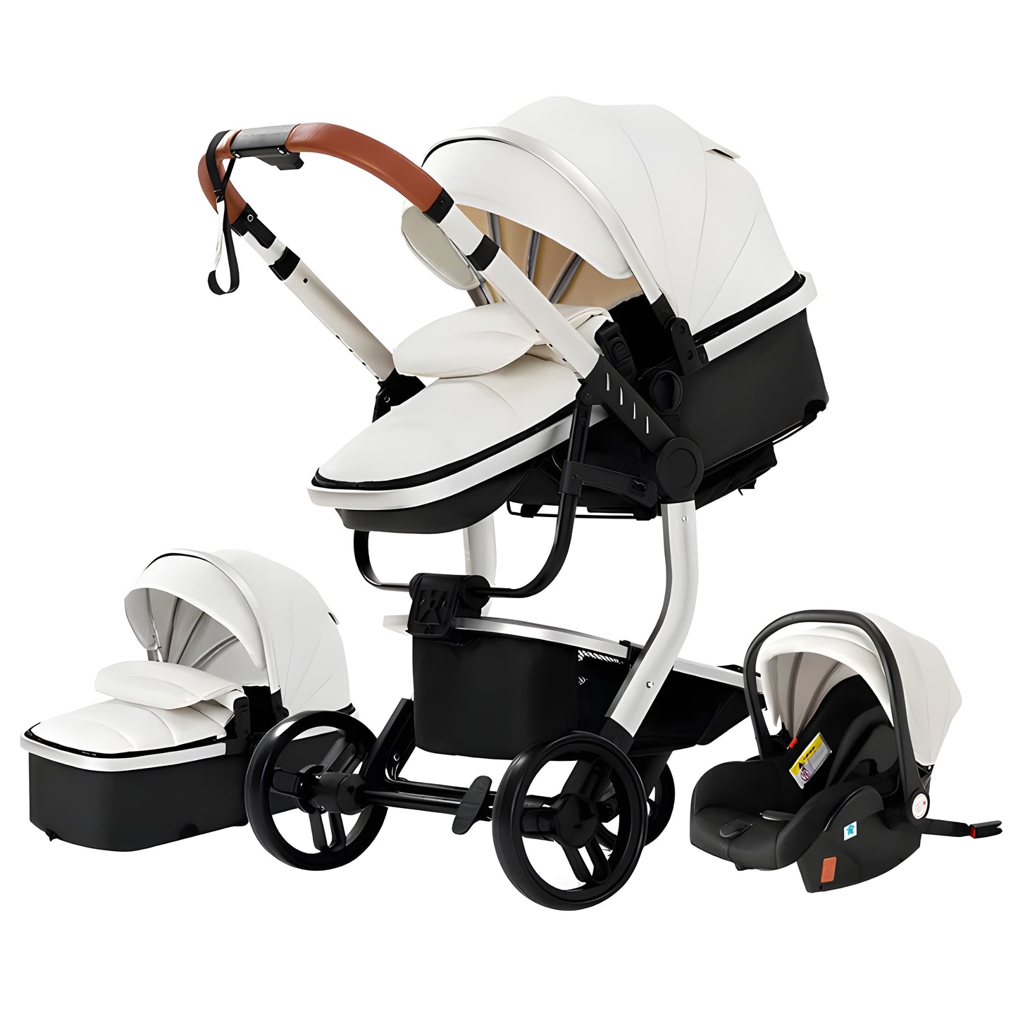 Luxury Leather 3-in-1 Baby Stroller