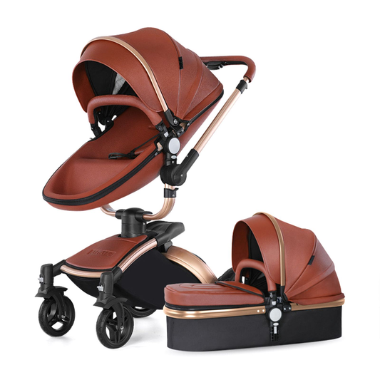 Luxury Leather 360° Rotating Range 2-in-1 Baby Stroller